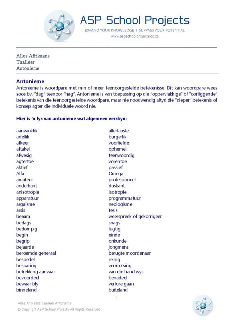 Alles Afrikaans Eerste Addisionele Taal