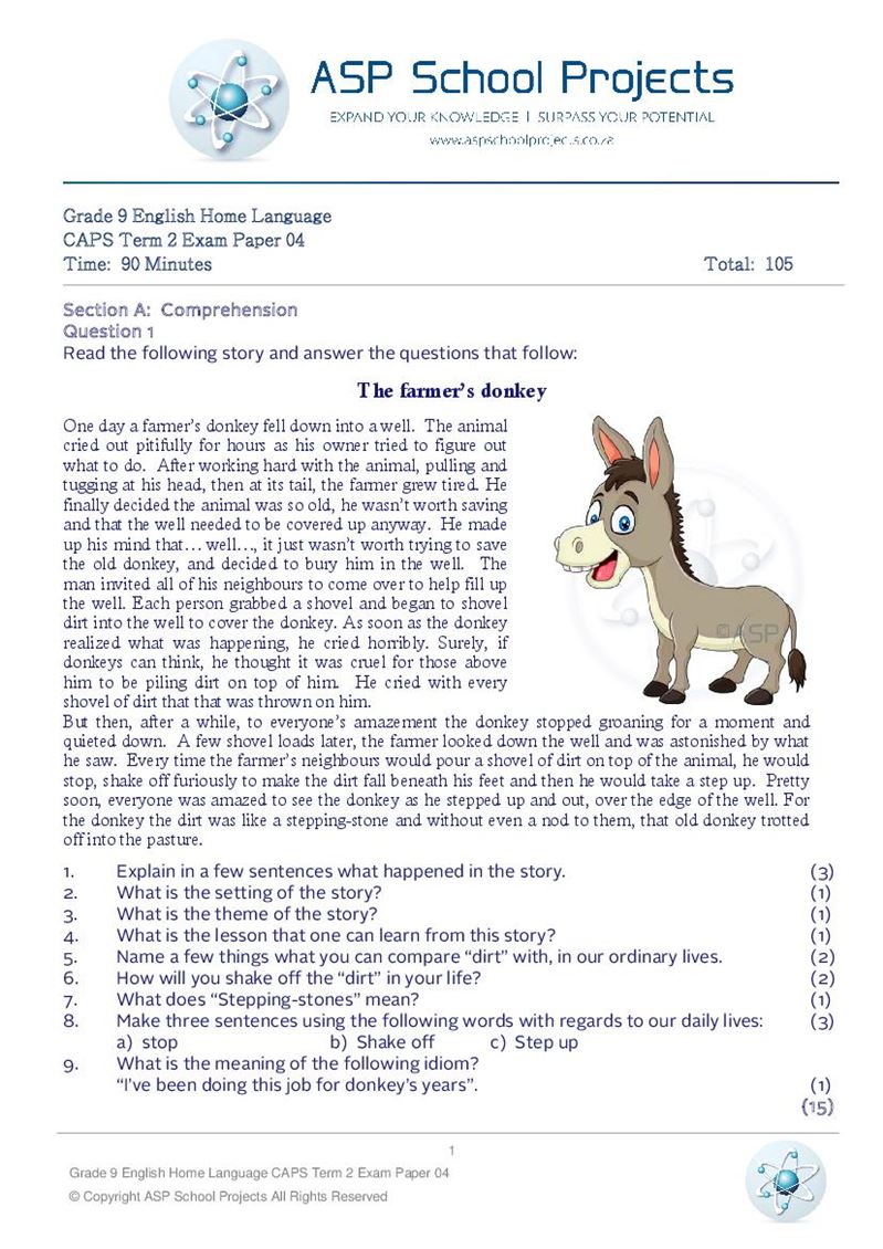 Grade 9 Exam Papers and Answers