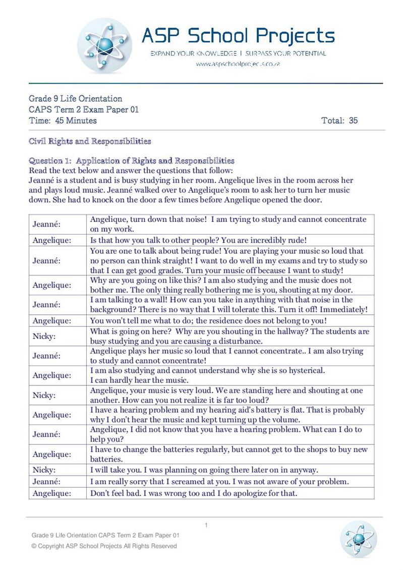 Grade 9 Exam Papers and Answers