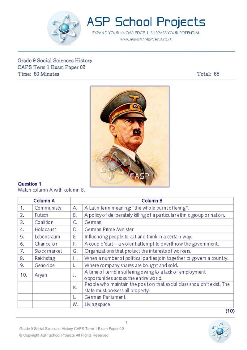 Grade 9 Exam Papers and Answers