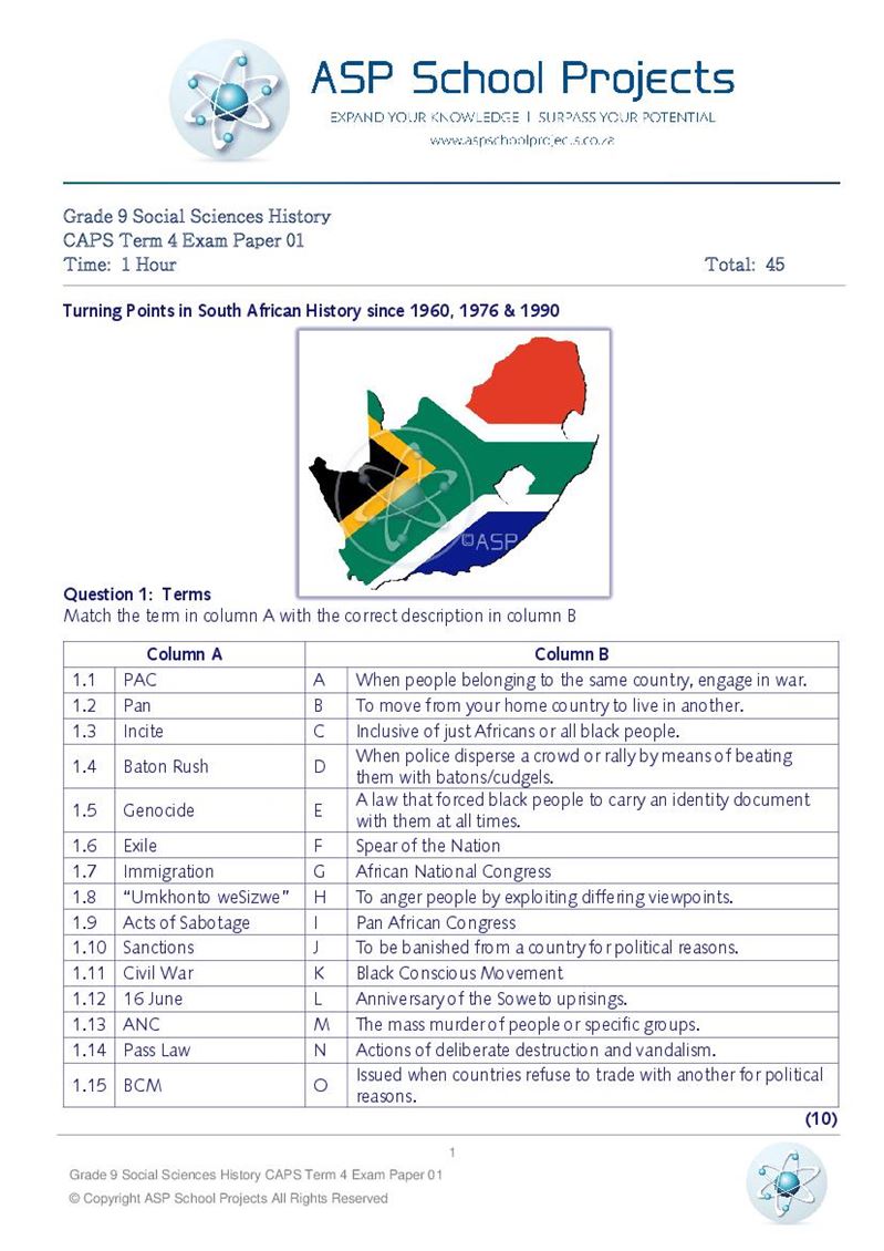 Grade 9 Exam Papers and Answers