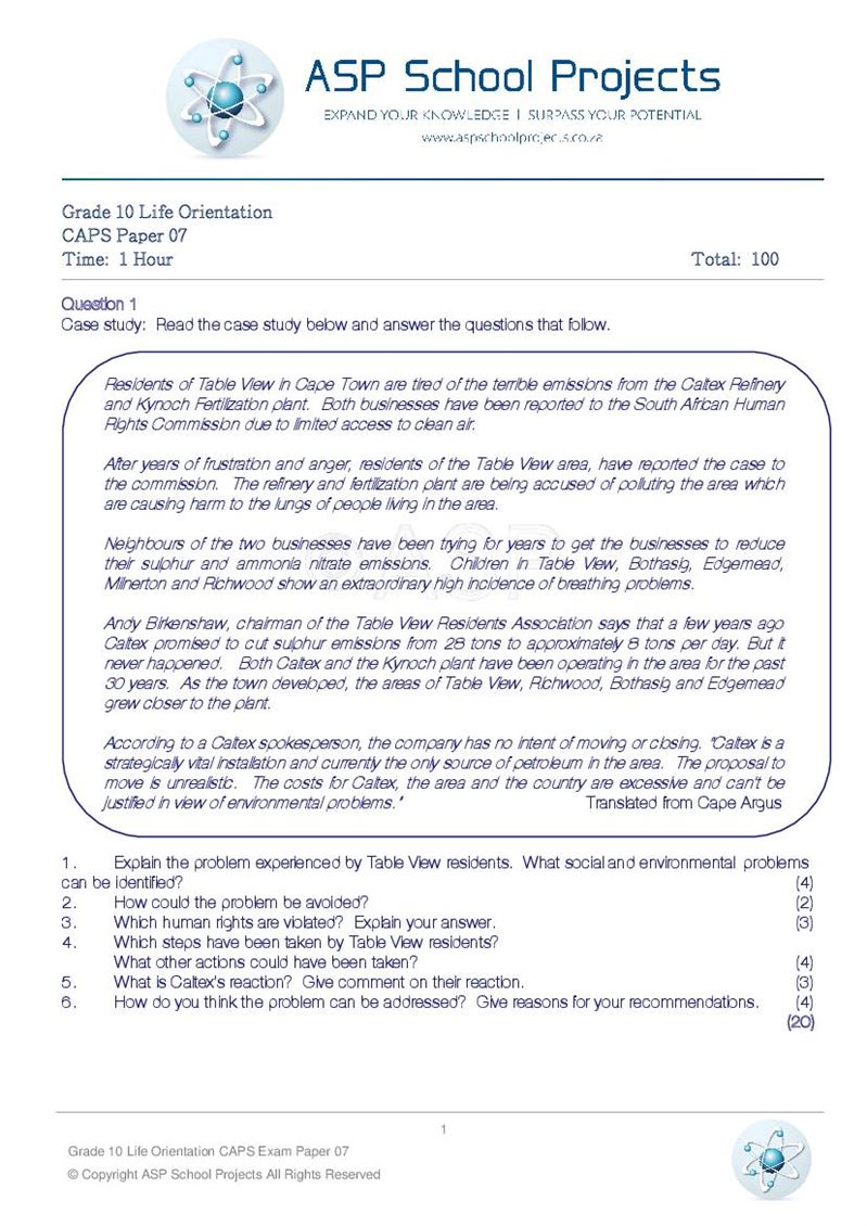Grade 10 Exam Papers and Answers