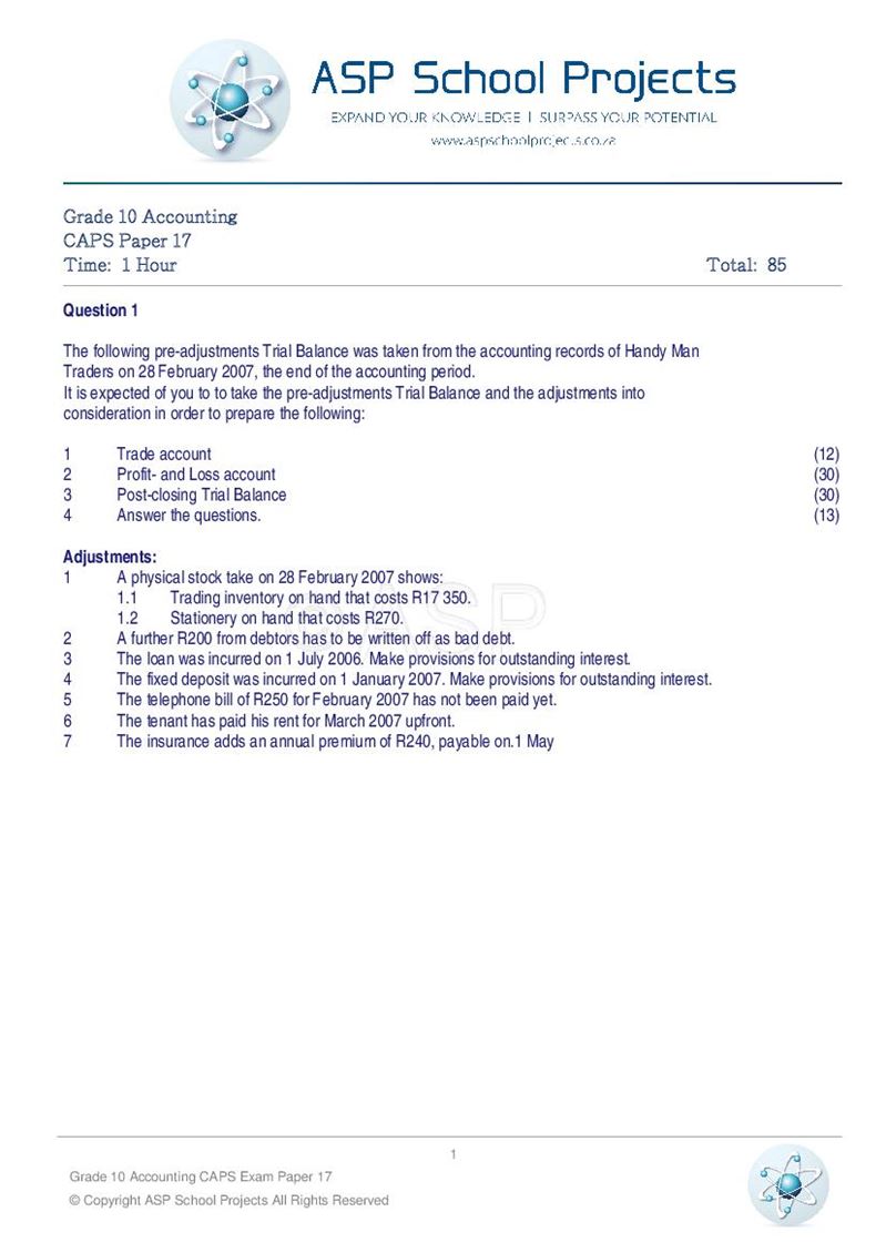 Grade 10 Exam Papers and Answers