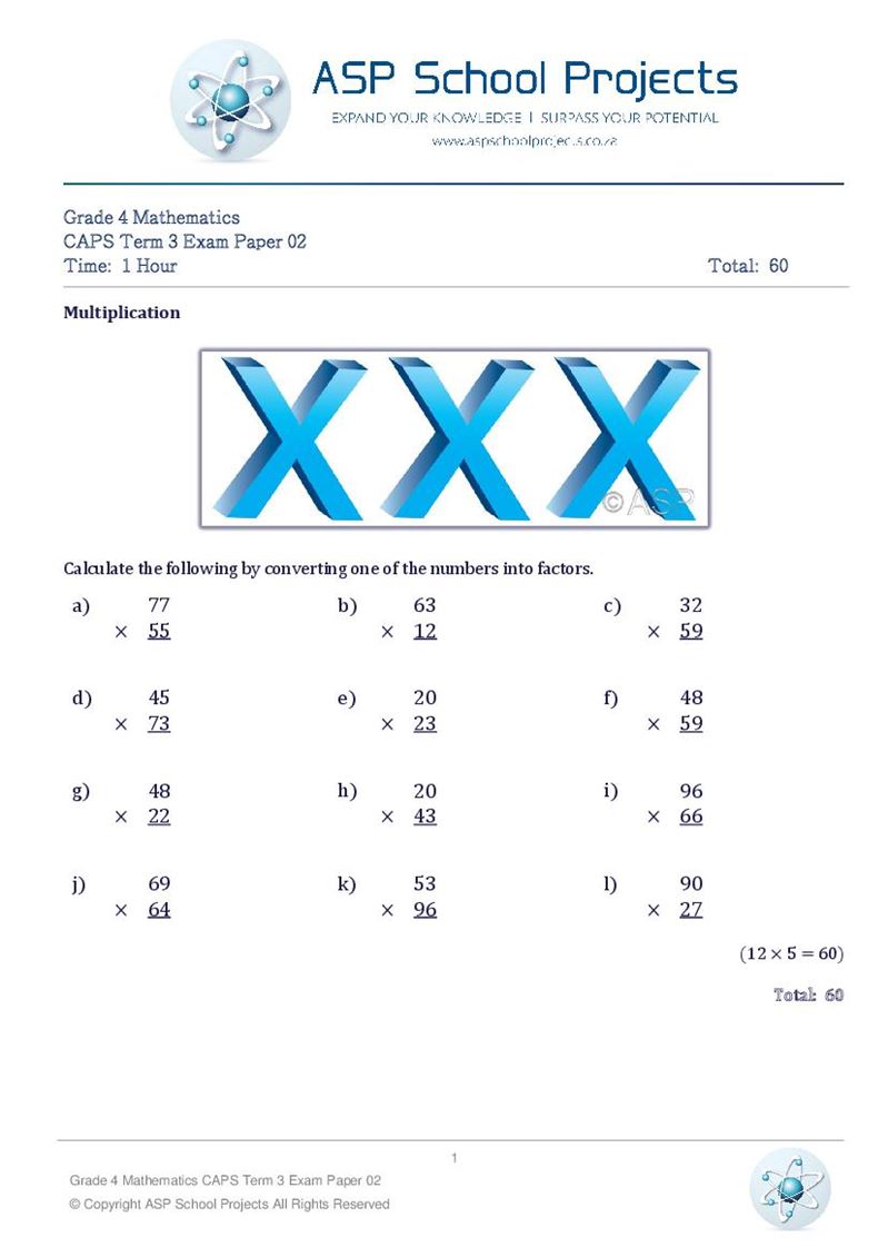 Grade 4 Exam Papers and Answers