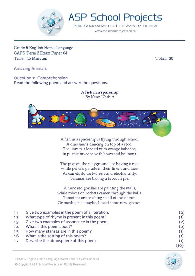 Grade 5 Exam Papers and Answers