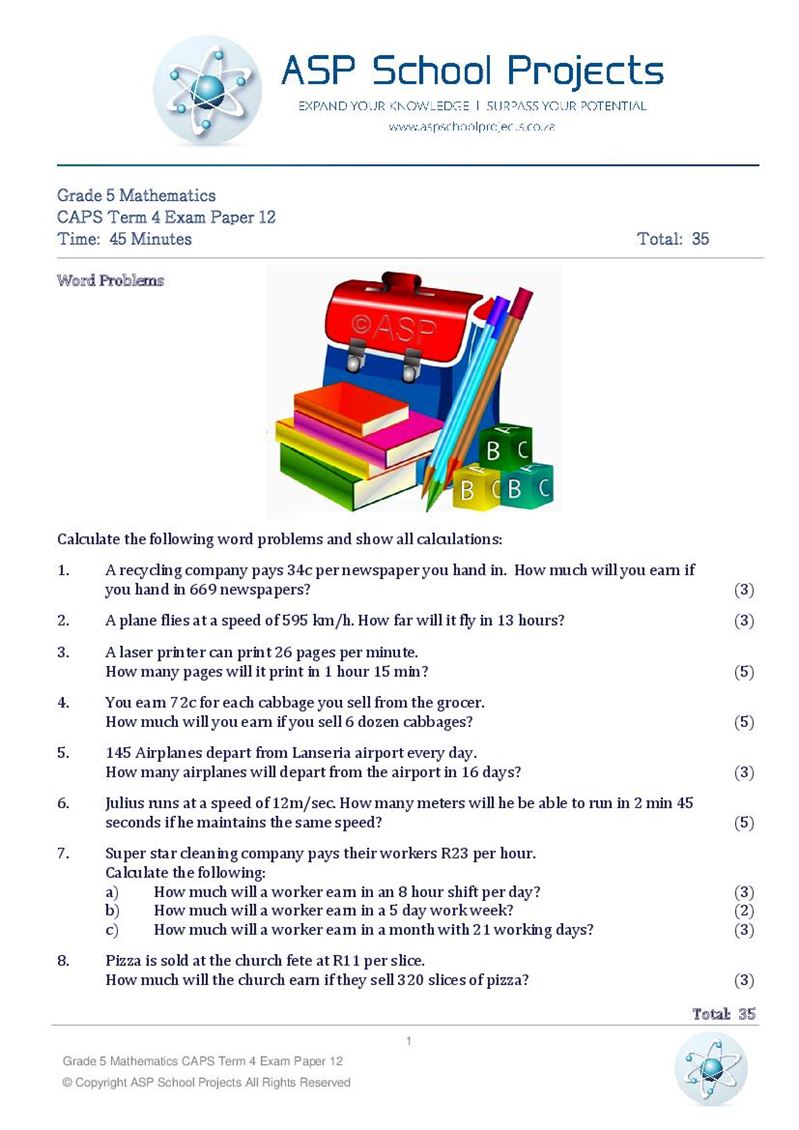 Grade 5 Exam Papers and Answers