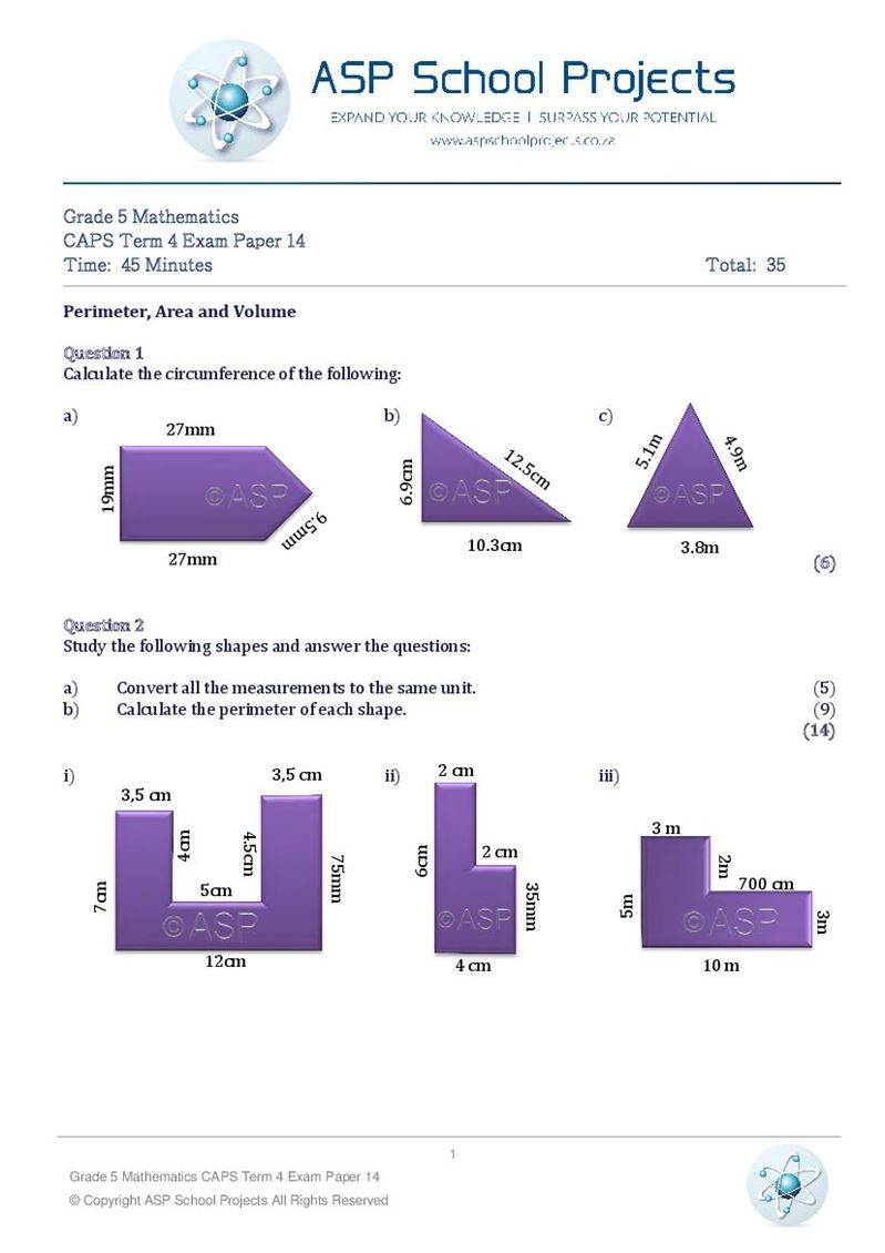 Grade 5 Exam Papers and Answers
