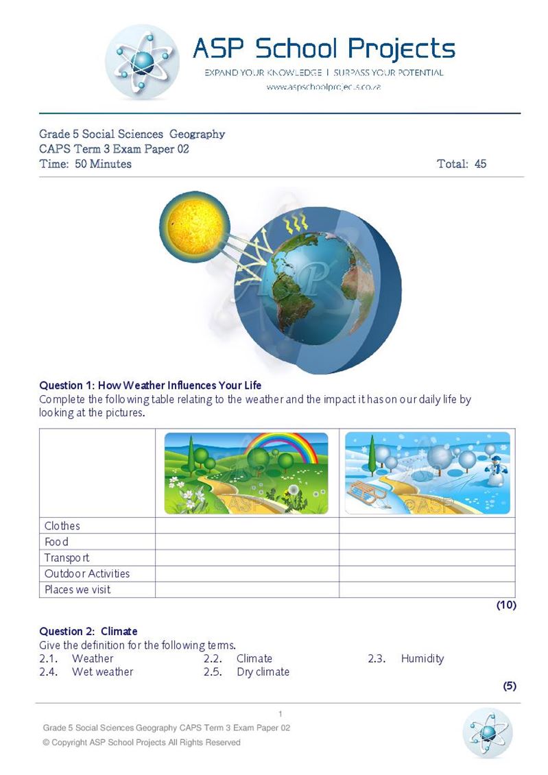 Grade 5 Exam Papers and Answers