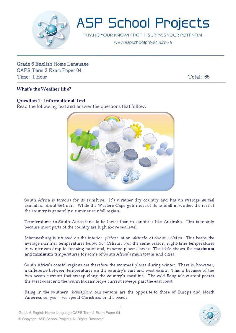 Grade 6 Exam Papers and Answers