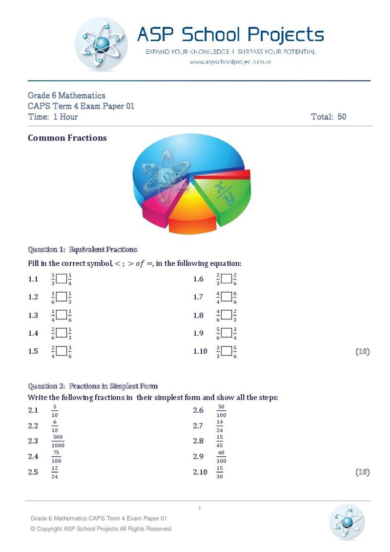 Grade 6 Exam Papers and Answers