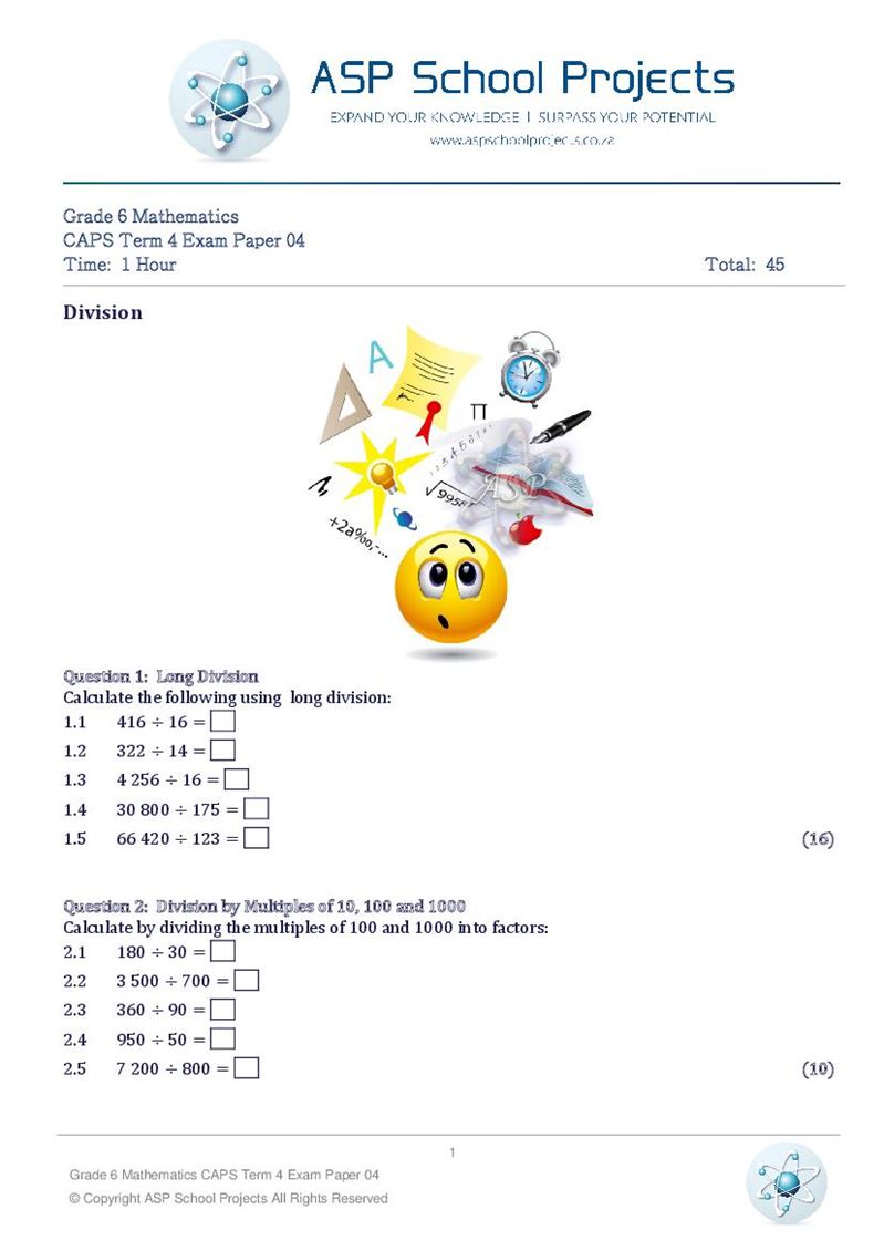 Grade 6 Exam Papers and Answers