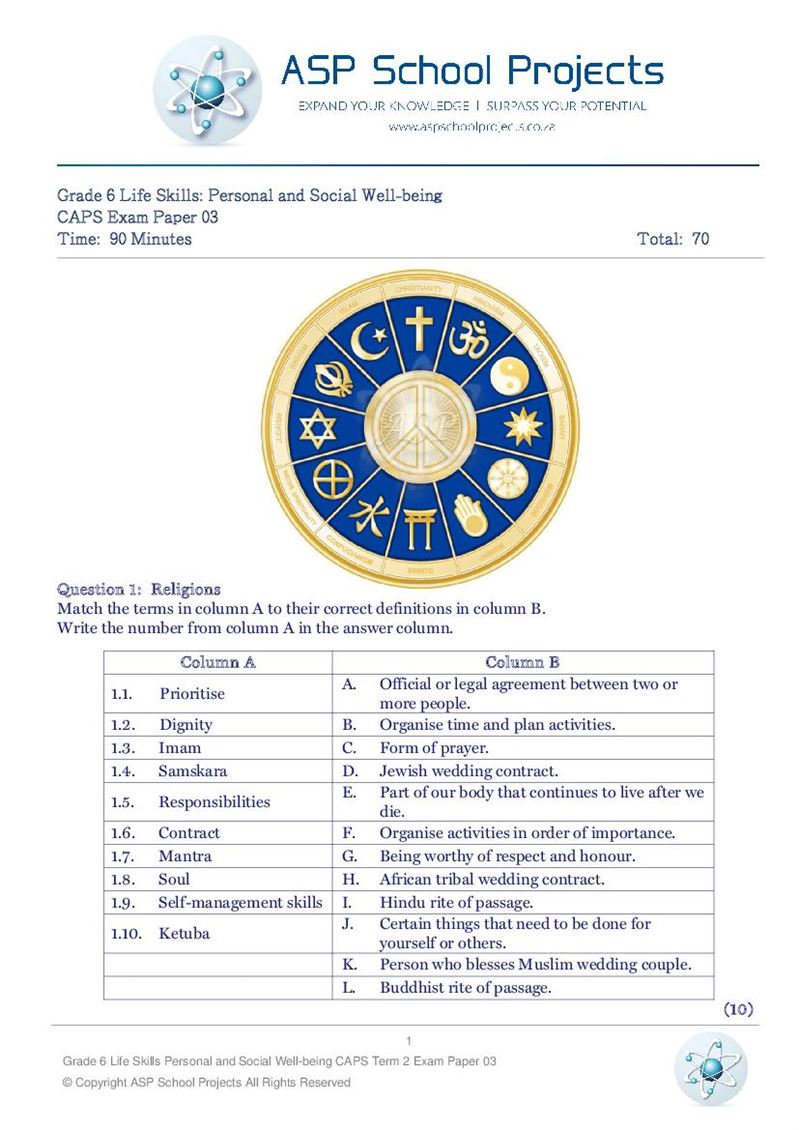 Grade 6 Exam Papers and Answers
