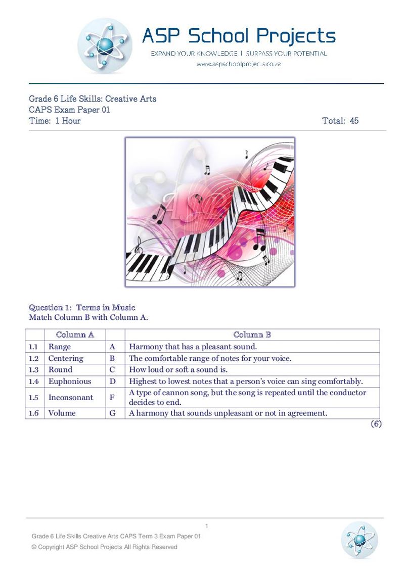 Grade 6 Exam Papers and Answers