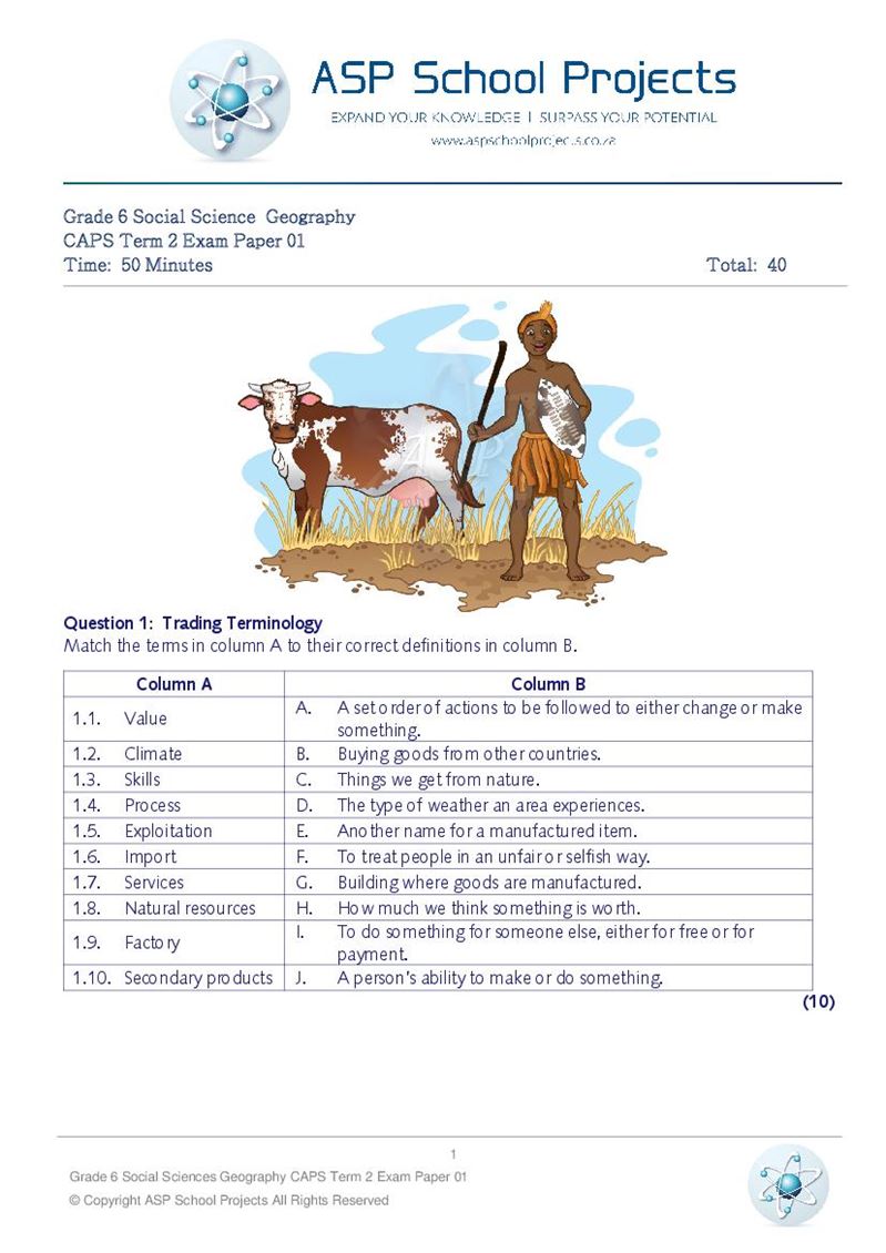 Grade 6 Exam Papers and Answers