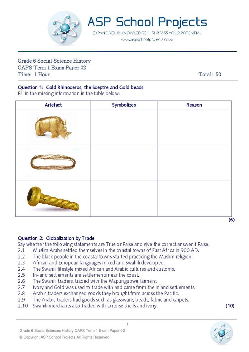 Grade 6 Exam Papers and Answers
