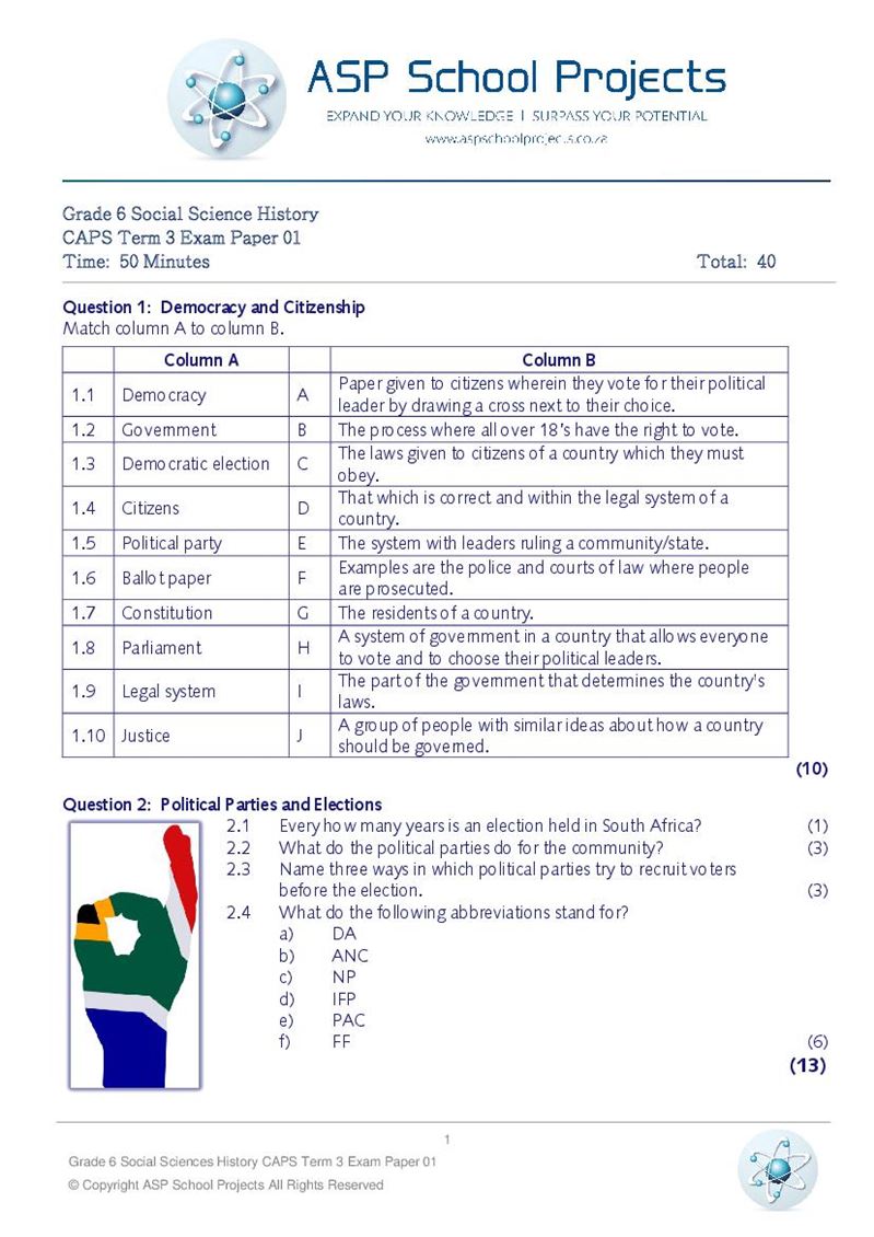 Grade 6 Exam Papers and Answers