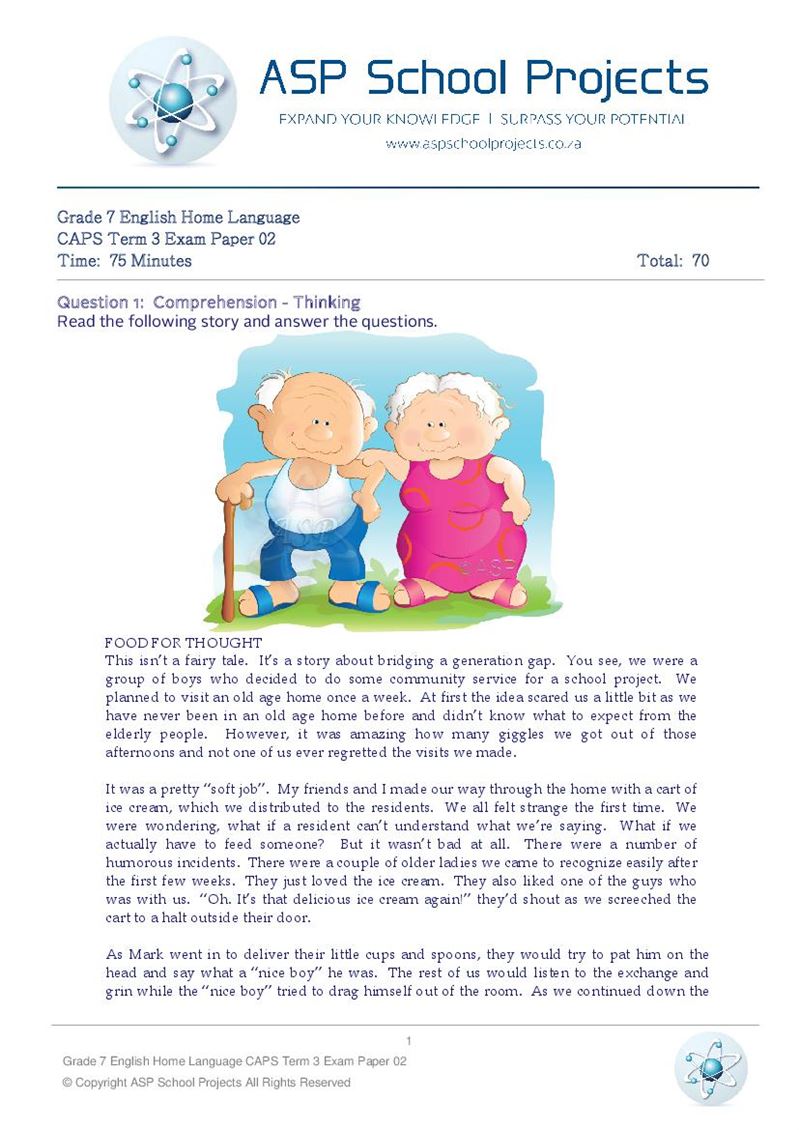 Grade 7 Exam Papers and Answers