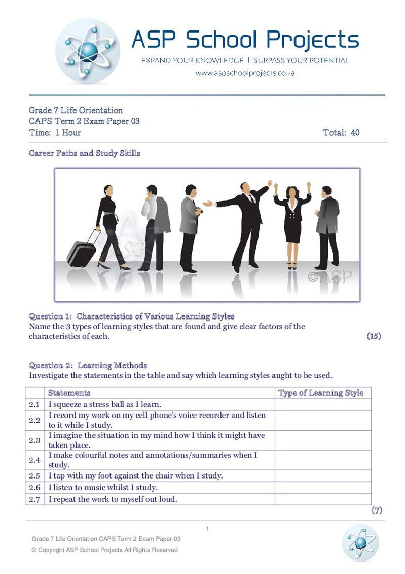 Grade 7 Exam Papers and Answers