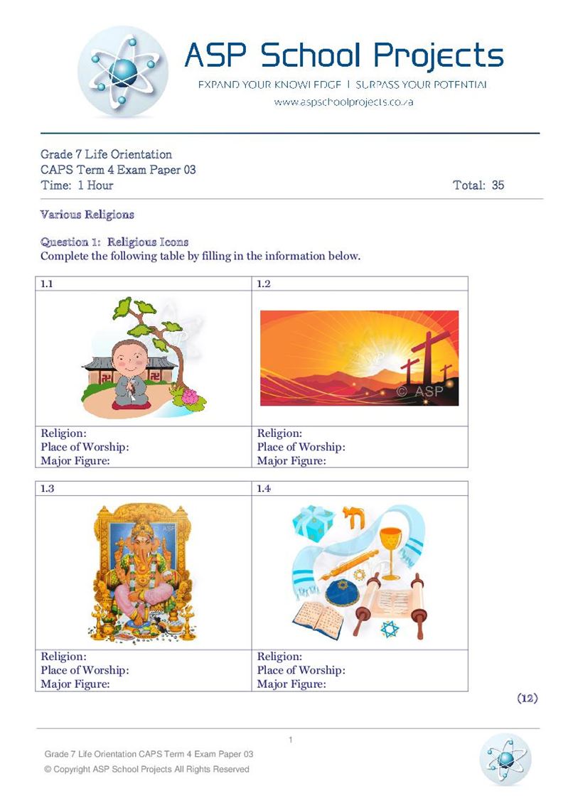 Grade 7 Exam Papers and Answers