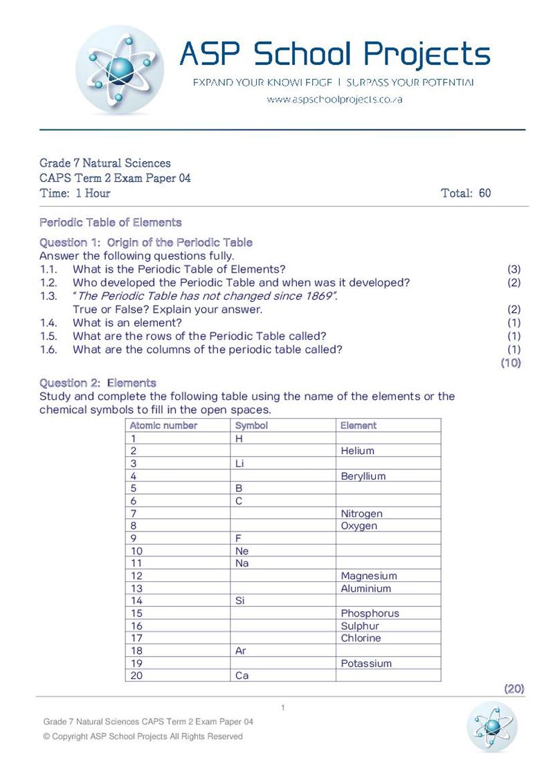 Grade 7 Exam Papers and Answers