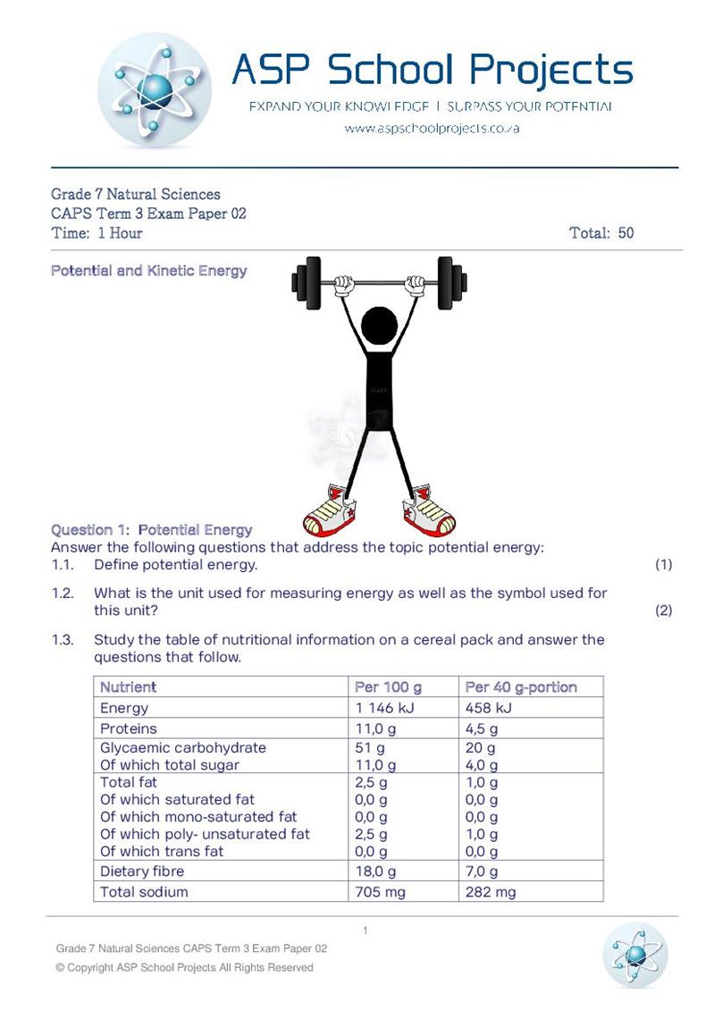 Grade 7 Exam Papers and Answers