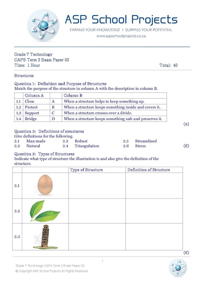 Grade 7 Exam Papers and Answers