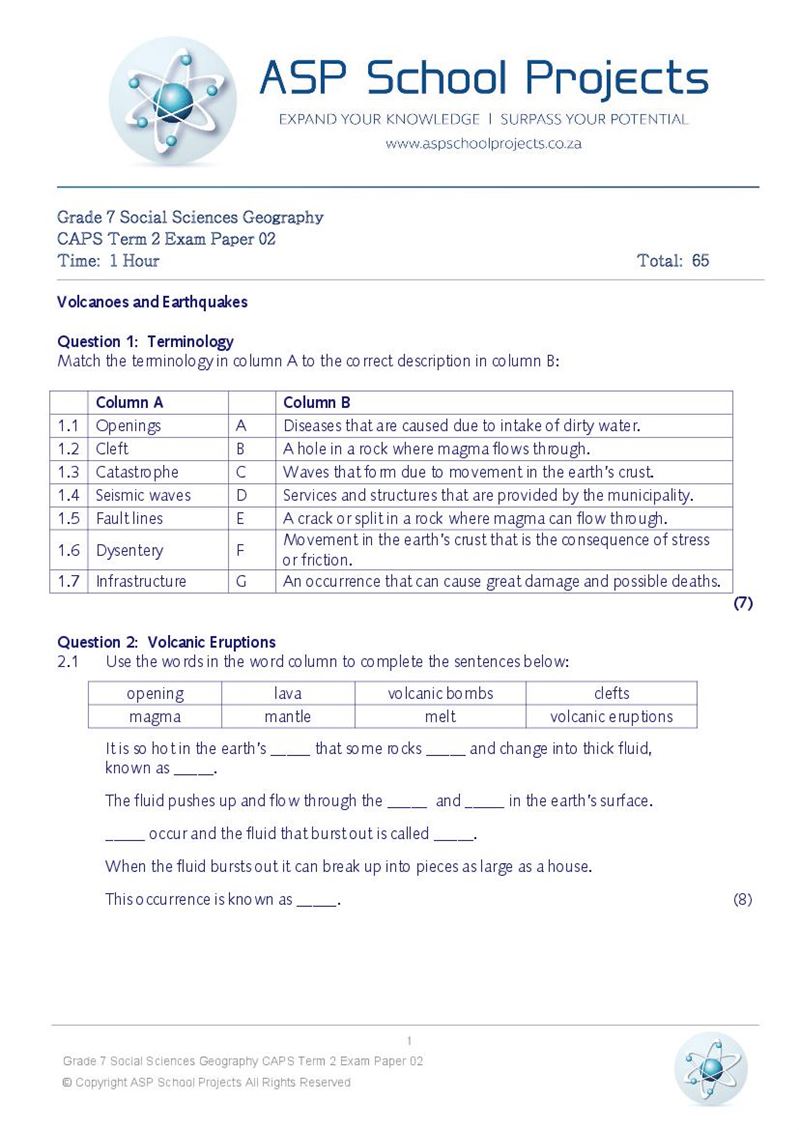 Grade 7 Exam Papers and Answers