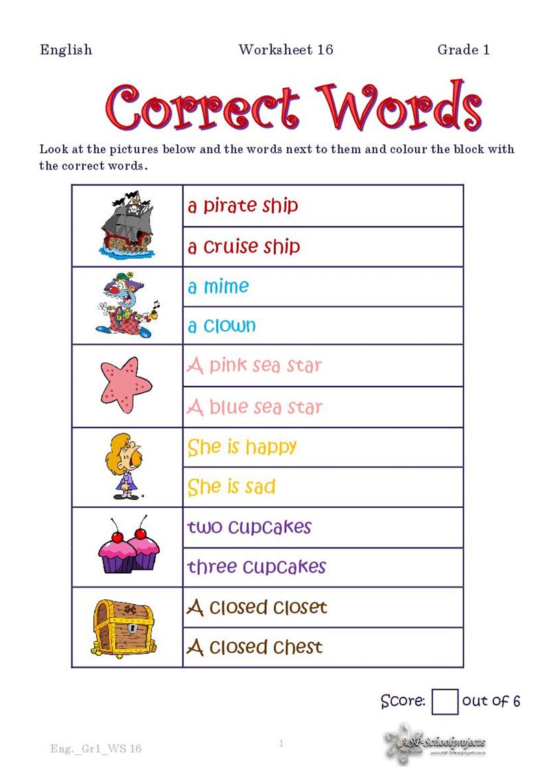 Grade 1 Worksheets and Answers