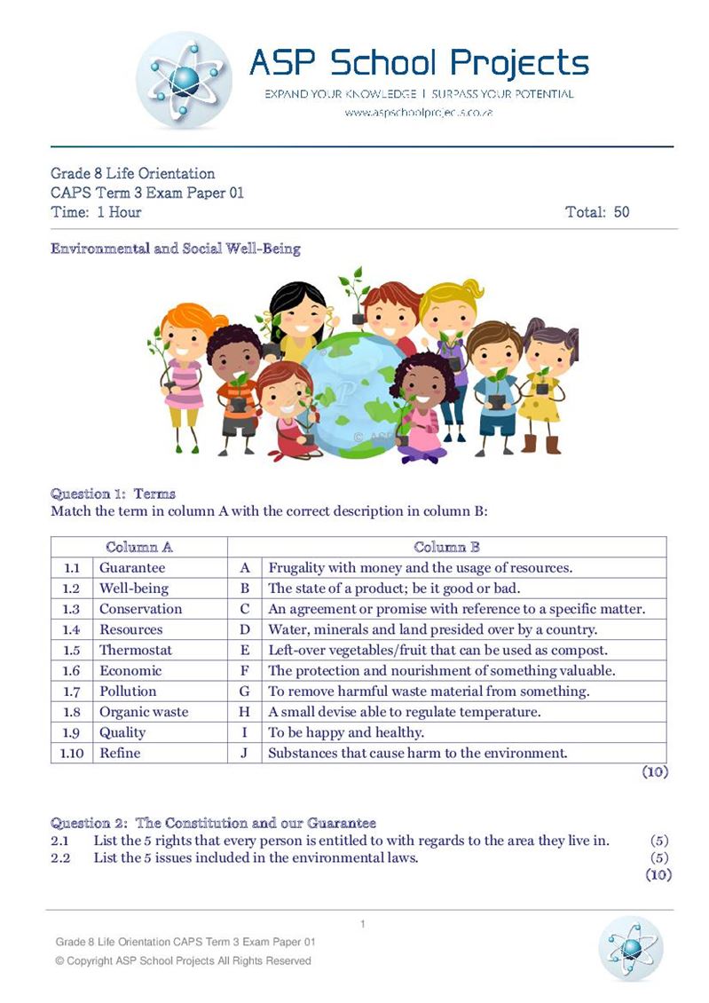 Grade 8 Exam Papers and Answers