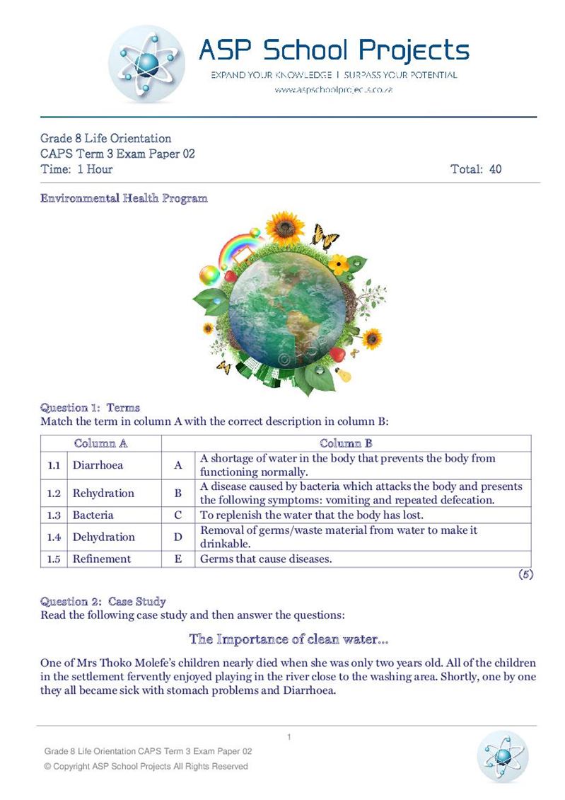 Grade 8 Exam Papers and Answers